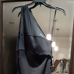 Express sheer one shoulder black dress